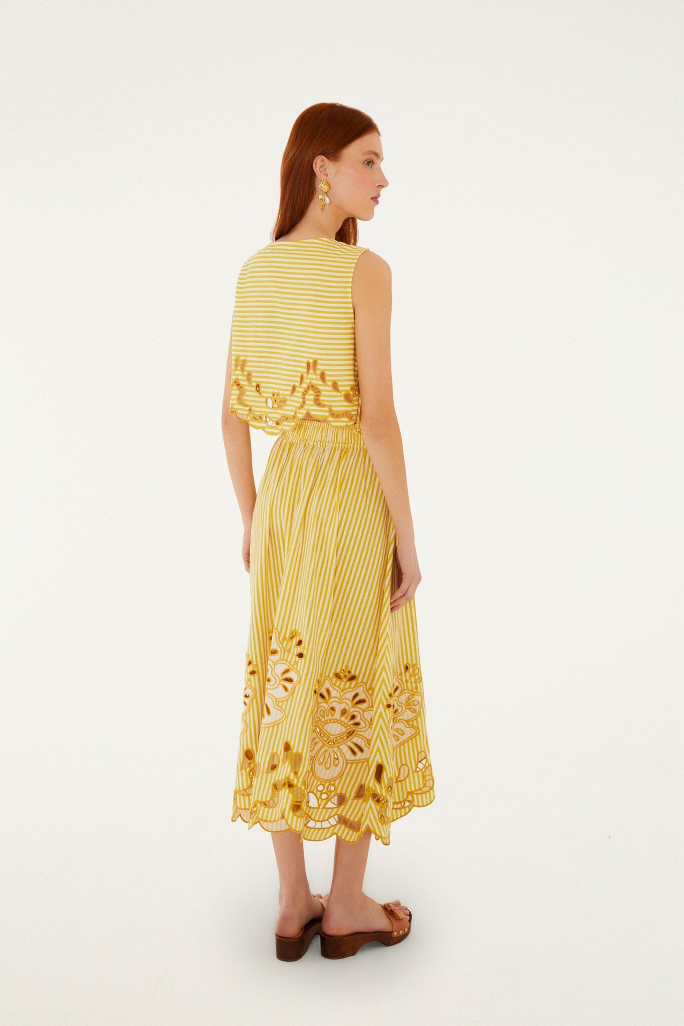 Bicolor Stripes Richilieu Midi Skirt | FARM Rio | FarmRio (US)