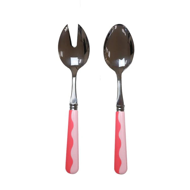 Pink Acrylic Salad Servers | Stainless Steel Salad Serving Set | Addison Ross US