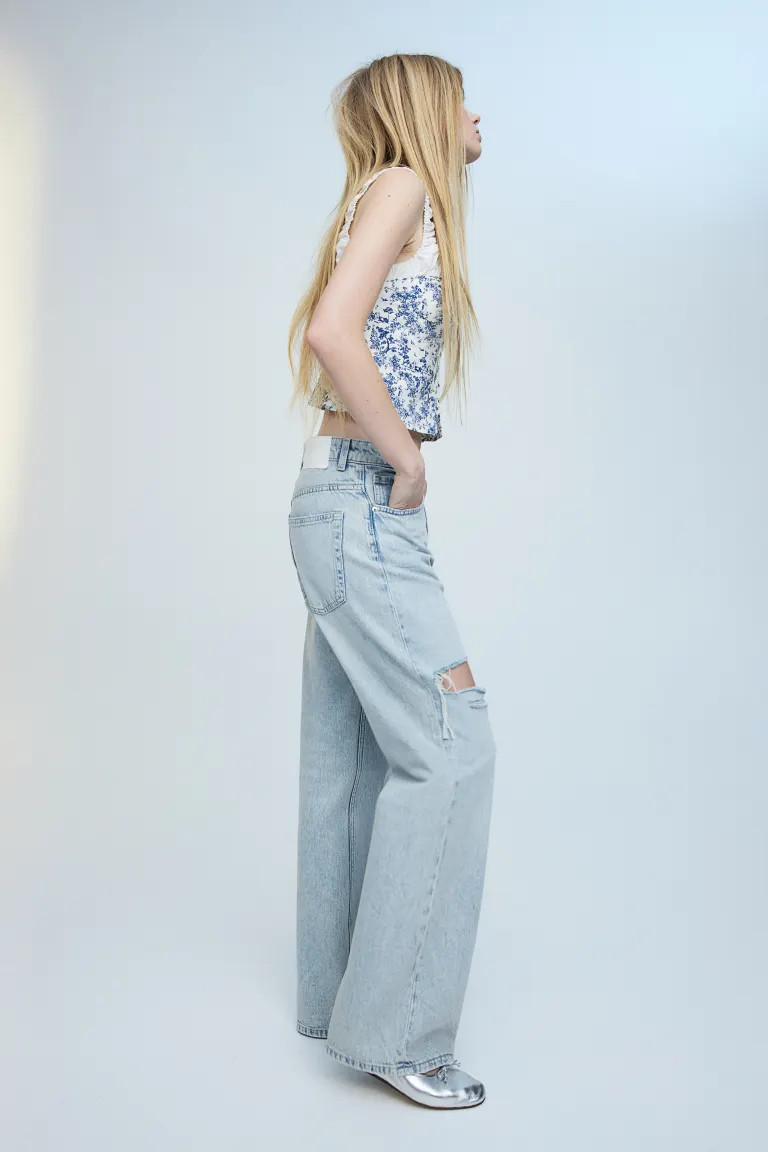 Wide High Jeans - High waist - Long - Pale denim blue - Ladies | H&M US | H&M (US + CA)