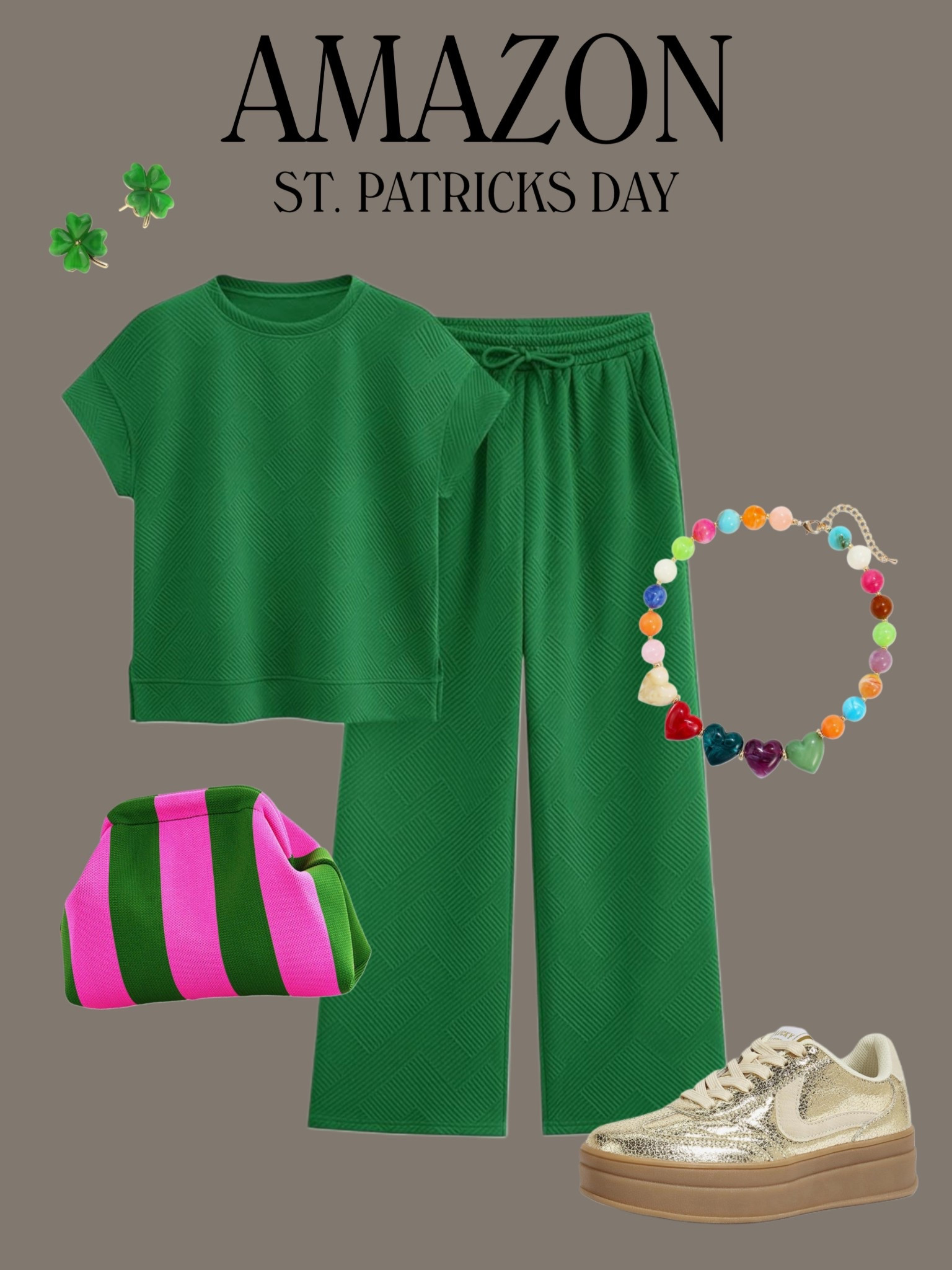 Amazon St Patrick's Day 🍀🌈

Green outfits - st Patrick's day - spring - casual - elevated - comfy - sandals - gold shoes - barrel pants 

#LTKootd