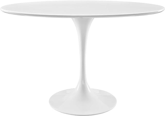 Modway Lippa 48" Mid-Century Modern Dining Table with Oval Top and Pedestal Base in White | Amazon (US)