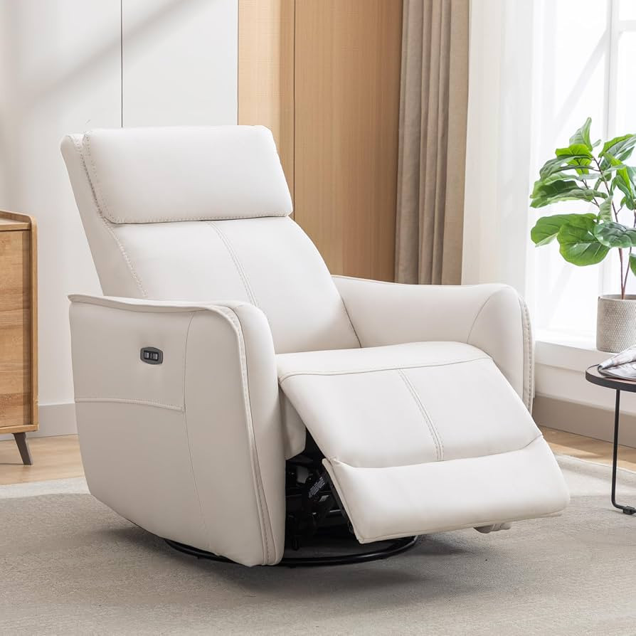 ANJ Power Swivel Rocker Recliner Chair, Electric Glider Reclining Sofa with USB Ports, Leathaire ... | Amazon (US)