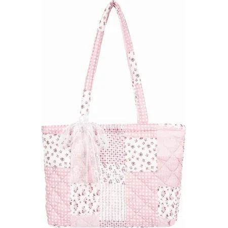 Quilted Small Tote Bag for Women, Lightweight Floral Bag,Soft College Travel Work Bag Everyday Purse | Walmart (US)