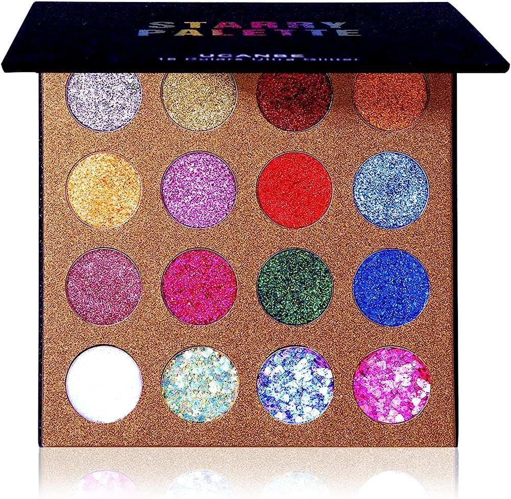 UCANBE Pro Glitter Eyeshadow Palette - Professional 16 Colors - Chunky & Fine Pressed Glitter Eye... | Amazon (US)