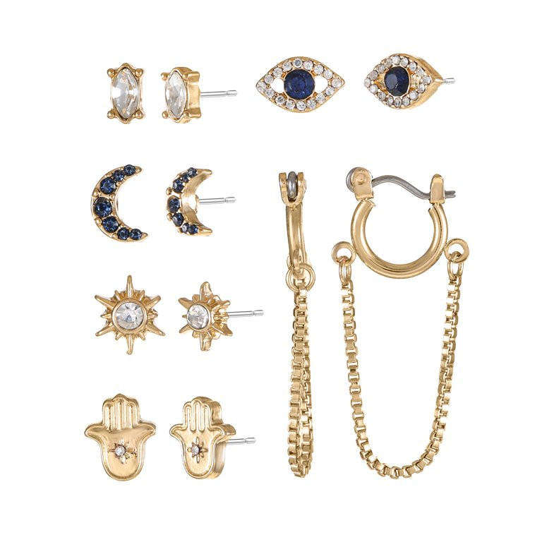 Time and Tru Goldtone Earring Set, "Protection" Motif, 6 Pairs | Walmart (US)