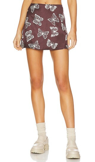 Araceli Mini Skirt in Brown | Revolve Clothing (Global)