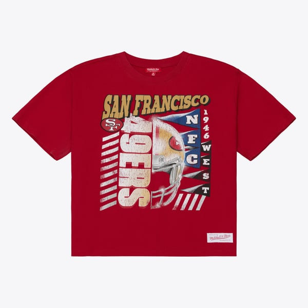 San Francisco 49ers Mitchell & Ness Women's Street Graphic Boxy Cropped T-Shirt - Scarlet | Fanatics