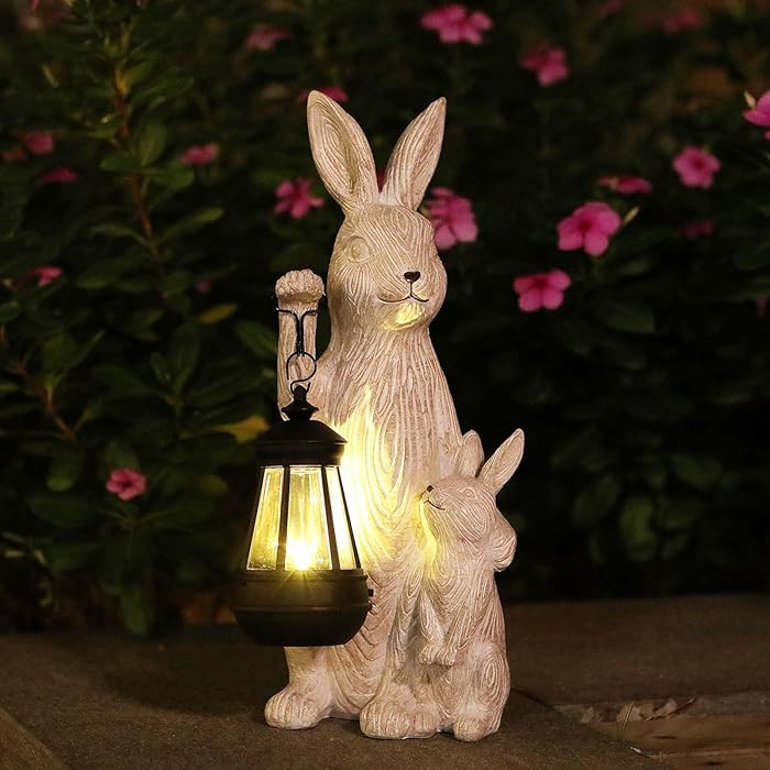 Solar Garden Statues Bunny Decor with LED Lights Home Decorations Outdoor Garden Rabbit Statue fo... | Amazon (US)