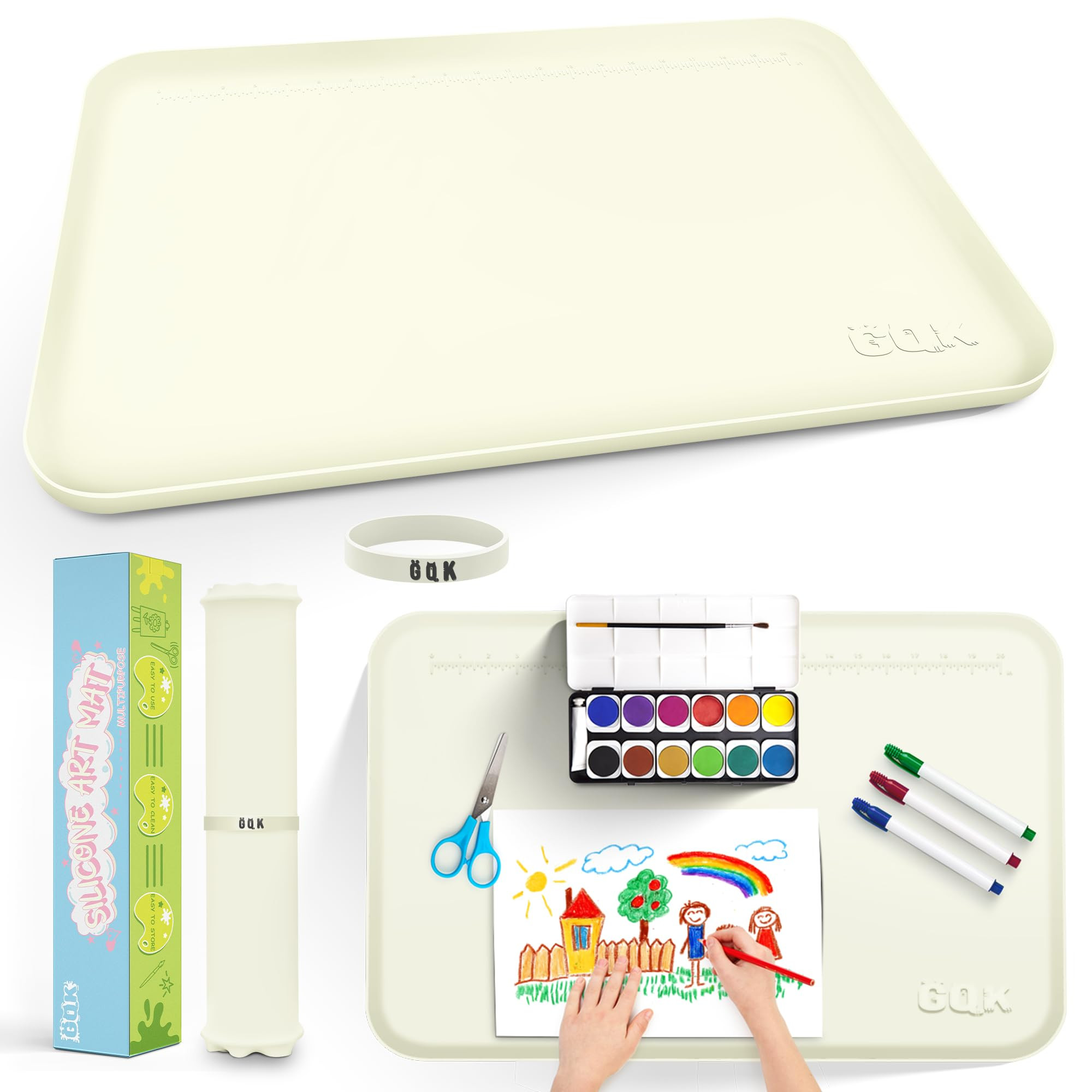 Silicone Art Mat for Crafts, 24" x 16" Painting Mat for Kids with Raised Sides to Stay Tidy, Pain... | Amazon (US)