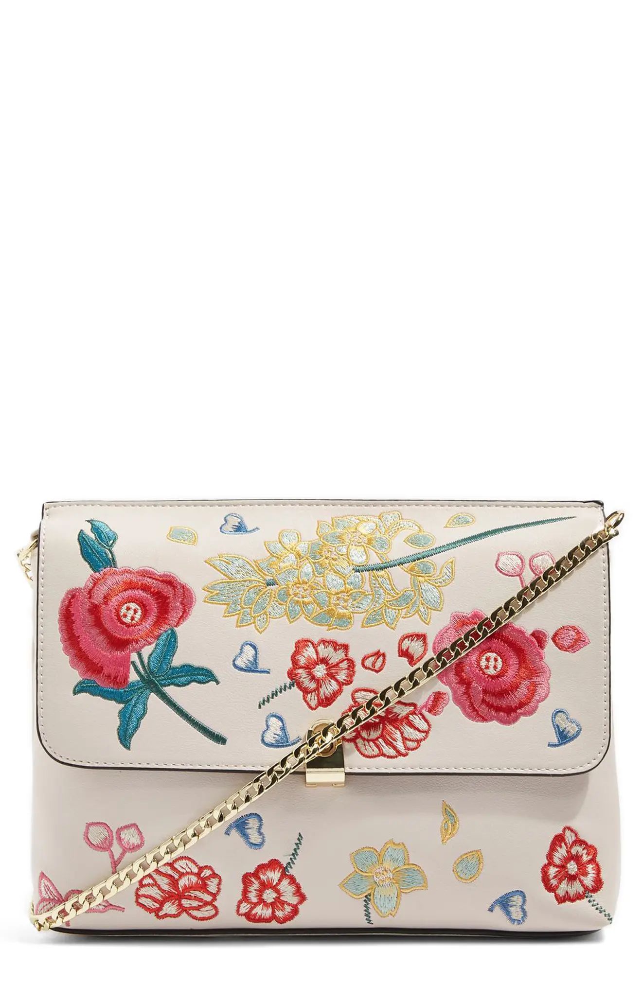 Floral Embroidered Faux Leather Crossbody Bag | Nordstrom