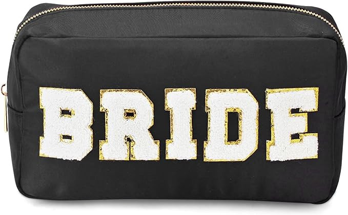 ECOHIP Bride Embroidered Letter Patch Travel Toiletry Bag for Women Makeup Bridal Shower Gift Fav... | Amazon (US)