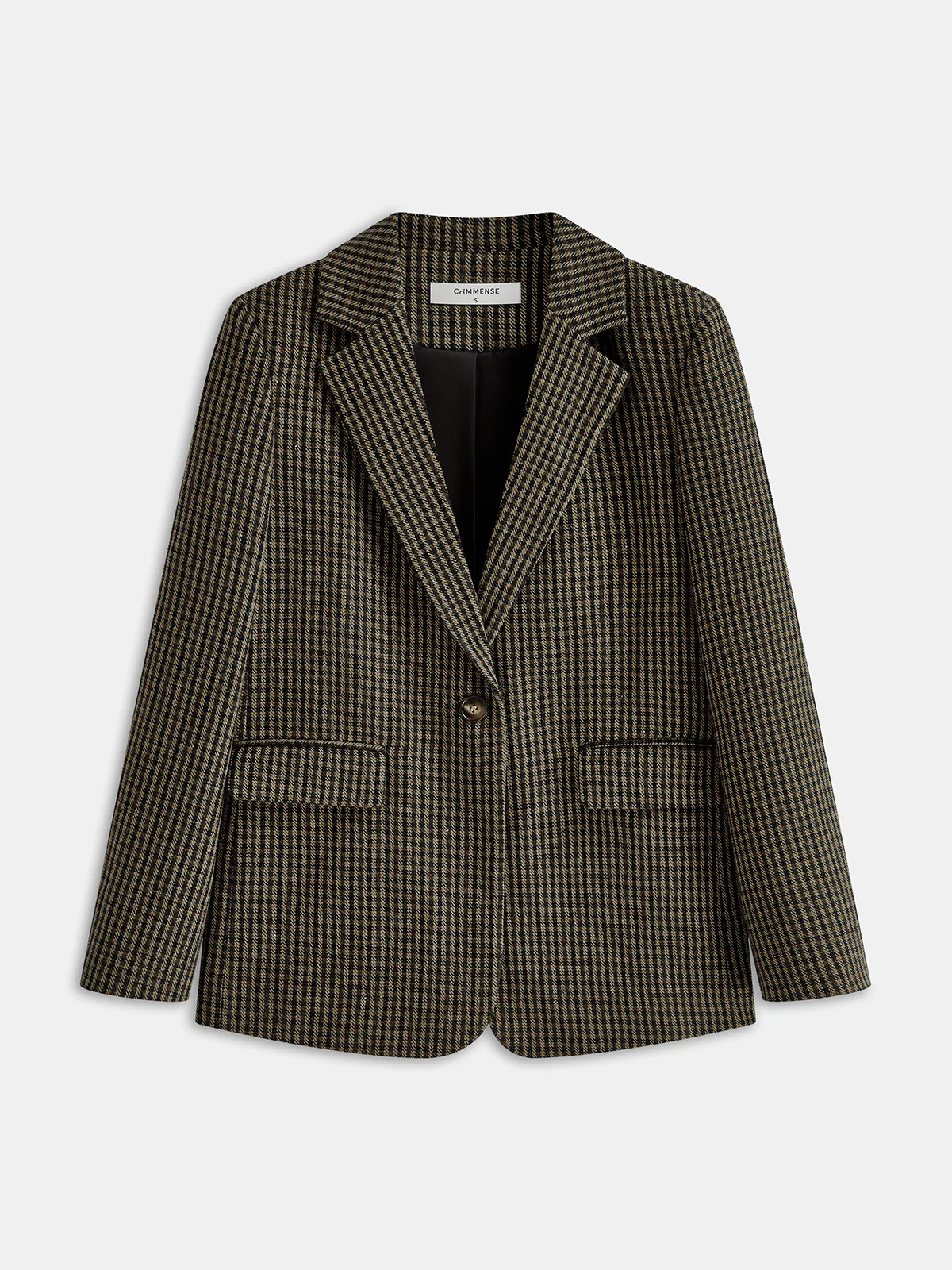 Wool-Blend Houndstooth Blazer | Commense