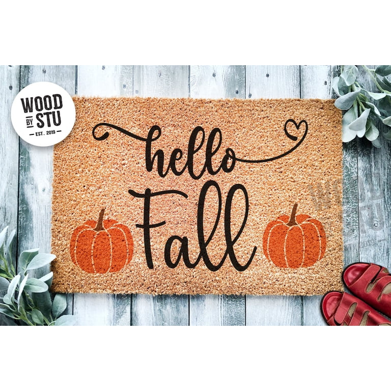 Hello Fall Door Mat | Pumpkin Fall Doormat | Welcome Mat | Fall Leaves Door Mat | Fall Autumn Dec... | Walmart (US)