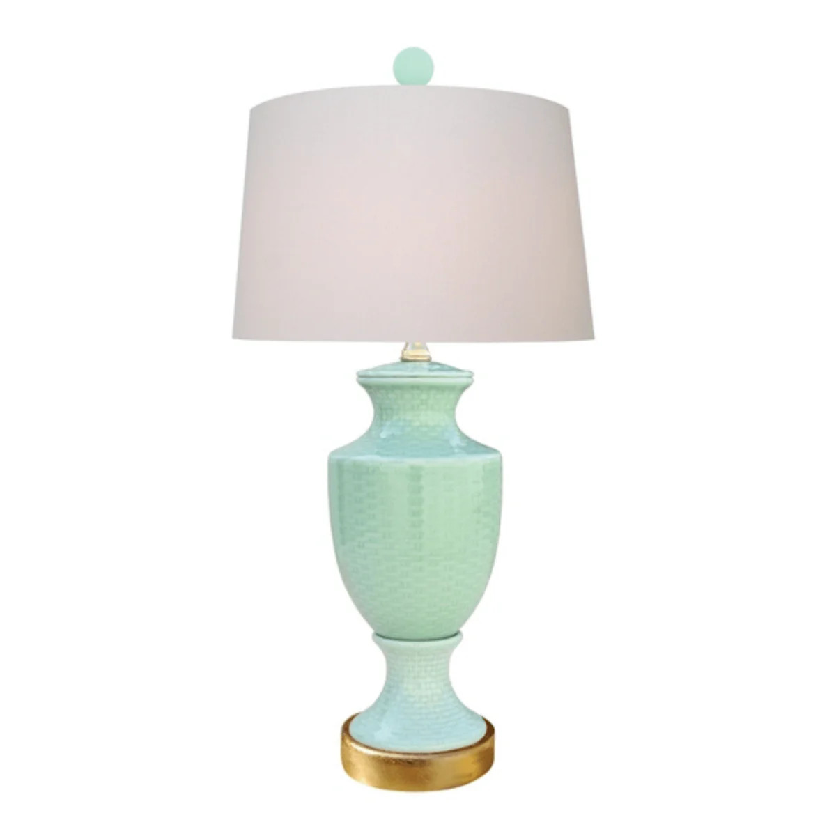 Celadon Porcelain Vase Lamp With Gold Leaf Base | The Well Appointed House, LLC