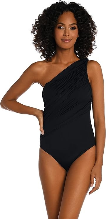 La Blanca Womens Island Goddess Shirred One Shoulder One Piece Swimsuit | Amazon (US)