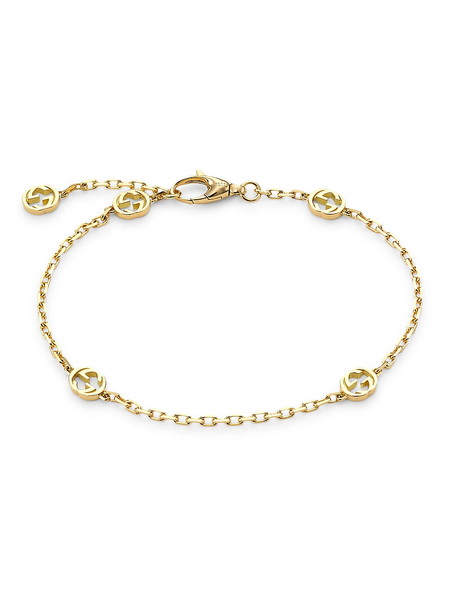 Women's Bracelet With Interlocking G Motif In Yellow Gold - Silver | Saks Fifth Avenue