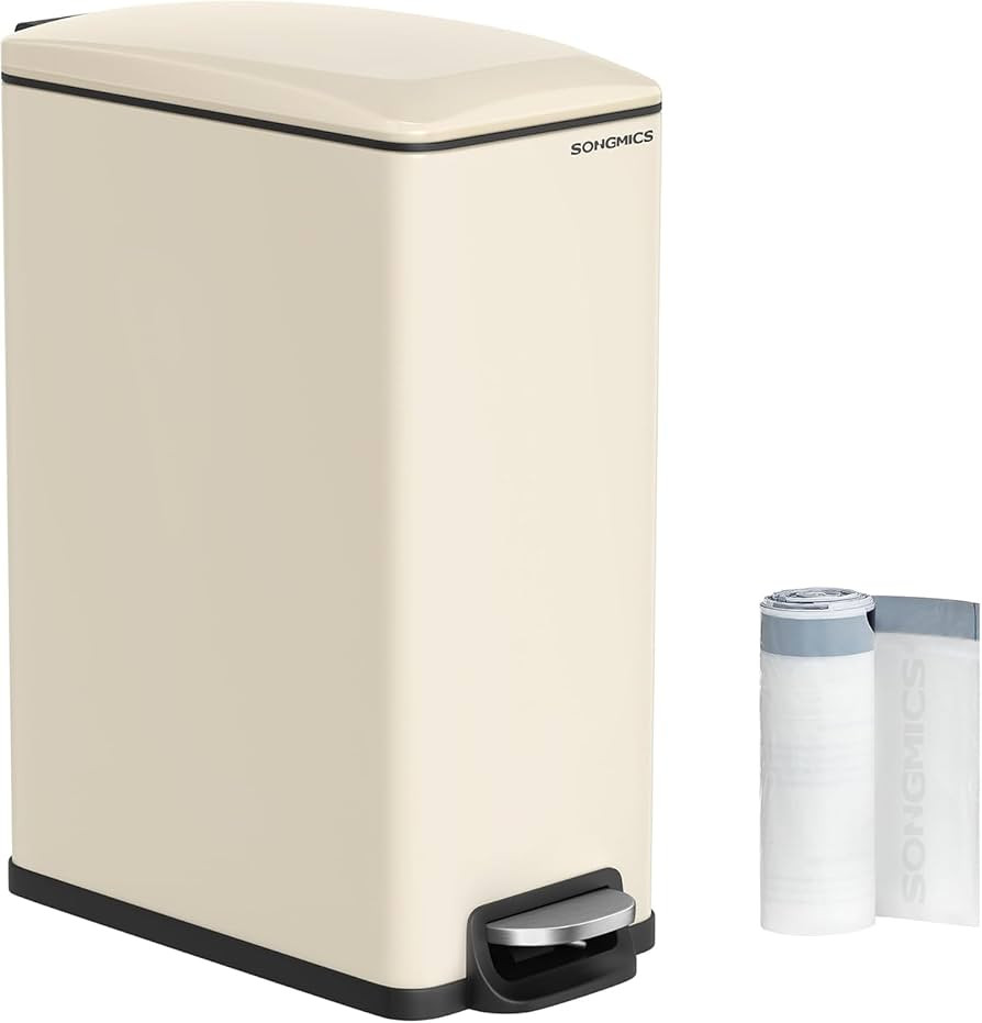 SONGMICS Slim Trash Can, 12.7-Gallon (48 L) Garbage Can for Narrow Spaces with Soft-Close Lid, In... | Amazon (US)