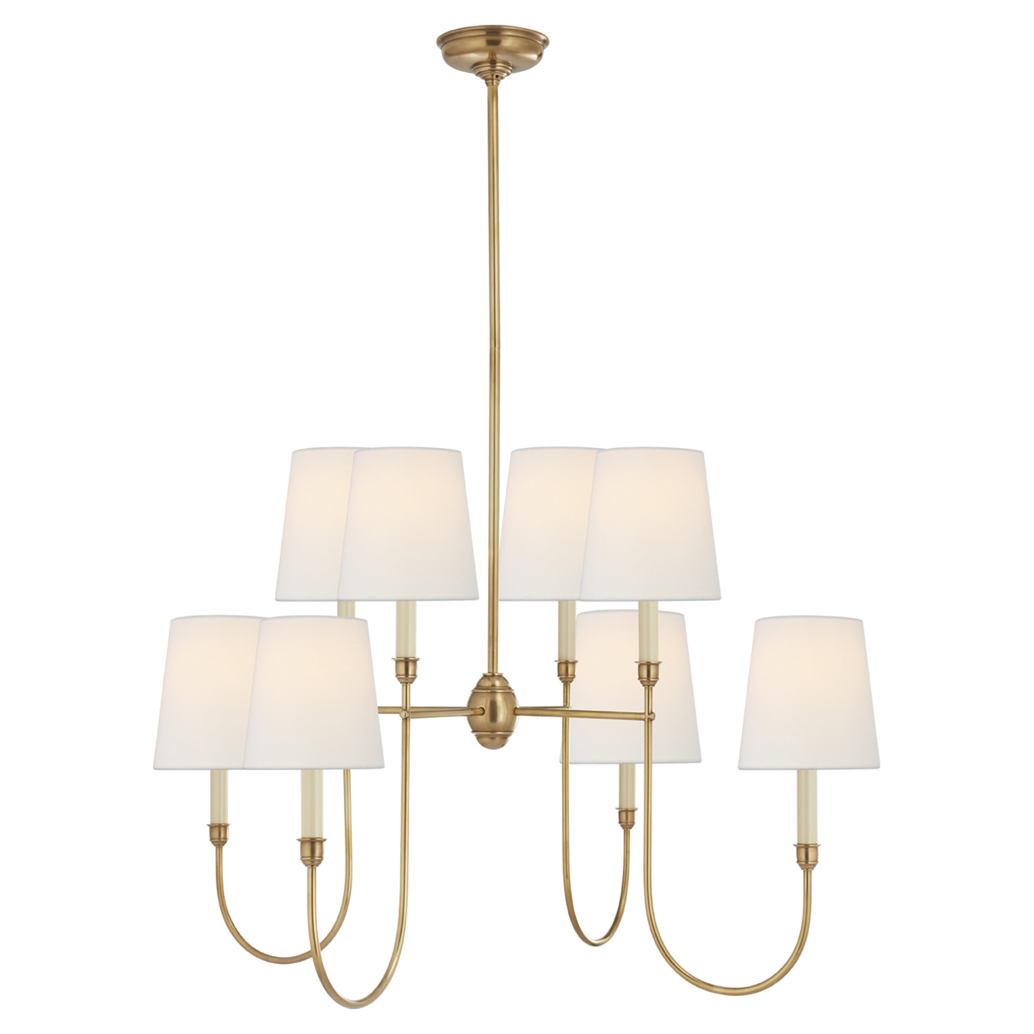 Visual Comfort Vendome Modern Antique Brass Linen Shaded Chandelier - Large | Kathy Kuo Home