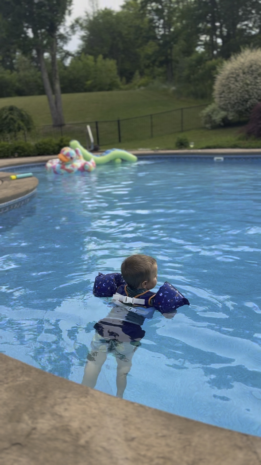 Toddler swim vest with attached arm water wings or floaties! This is coast guard approved, has heavy duty buckles in two places, does restrict or constrict, slides on an off easily but is sturdy when buckled, for a child weighing 30-50 pounds and is available in all different prints on Amazon!  Best, most well-constructed floatie I’ve found! 

#LTKFamily #LTKKids #LTKSwim