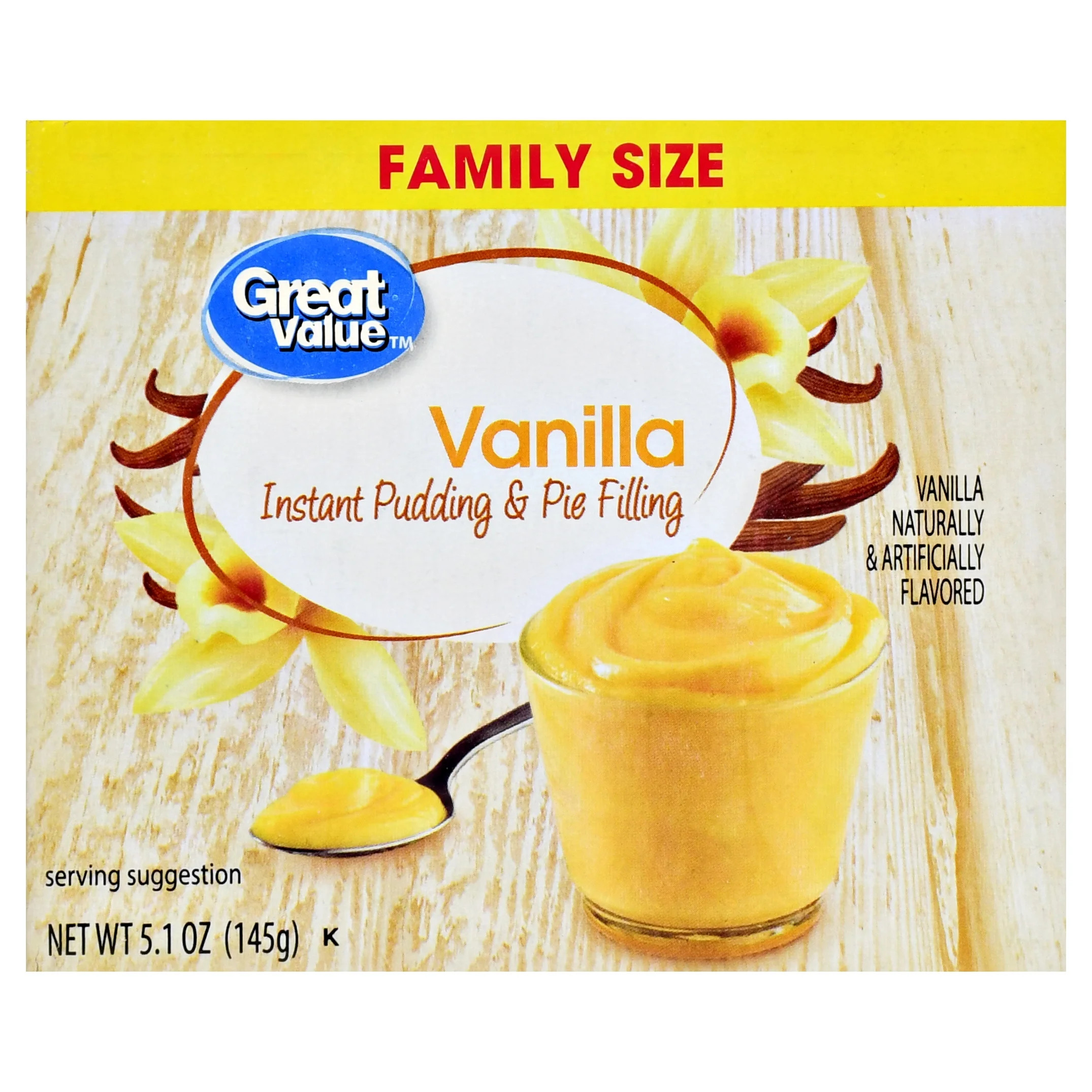Great Value Vanilla Instant Pudding and Pie Filling, Family Size, 5.1 oz Carton | Walmart (US)