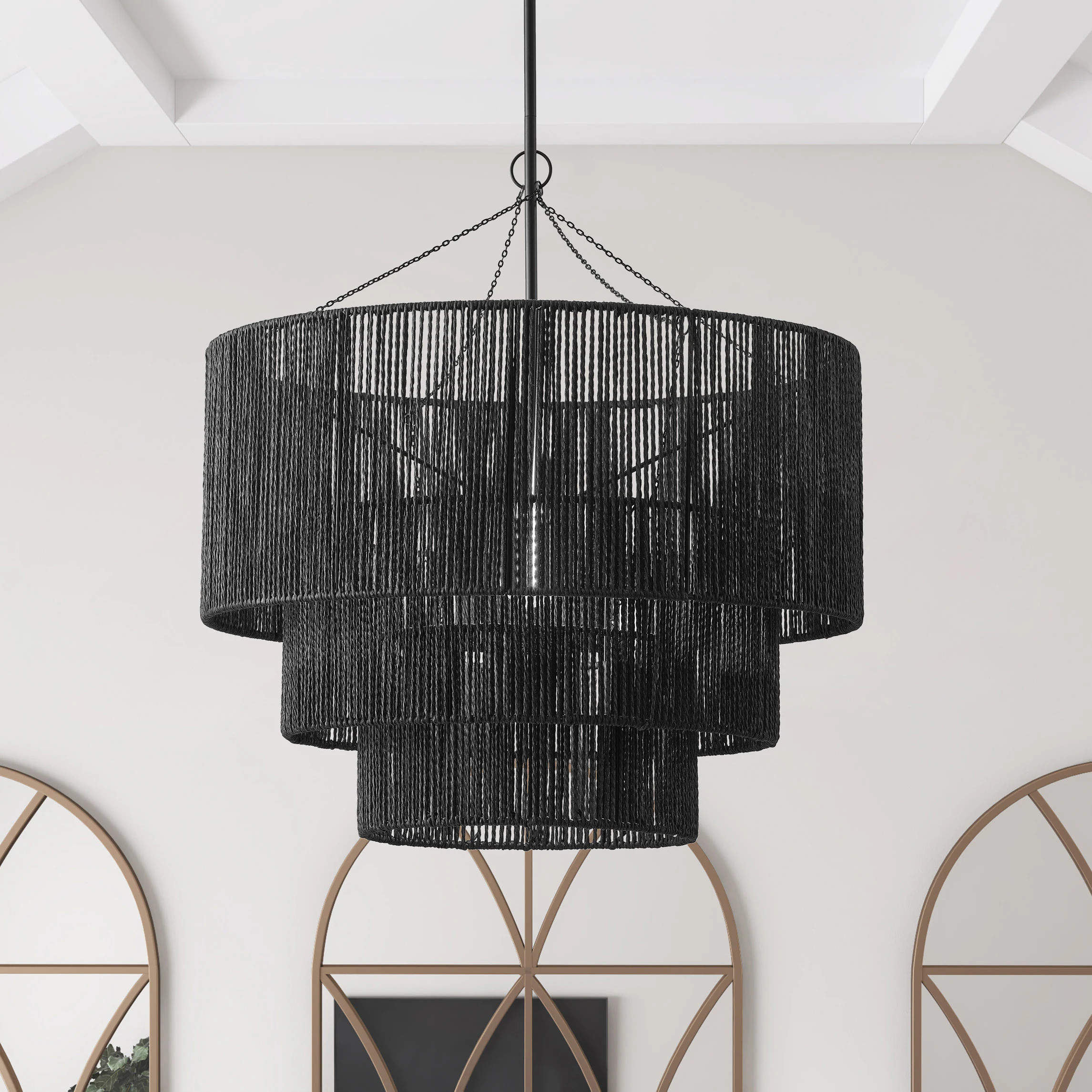 Aiwen 1 -Light Black Rattan Metal Chandelier one_size | P-PZE-2501A | Lowe's