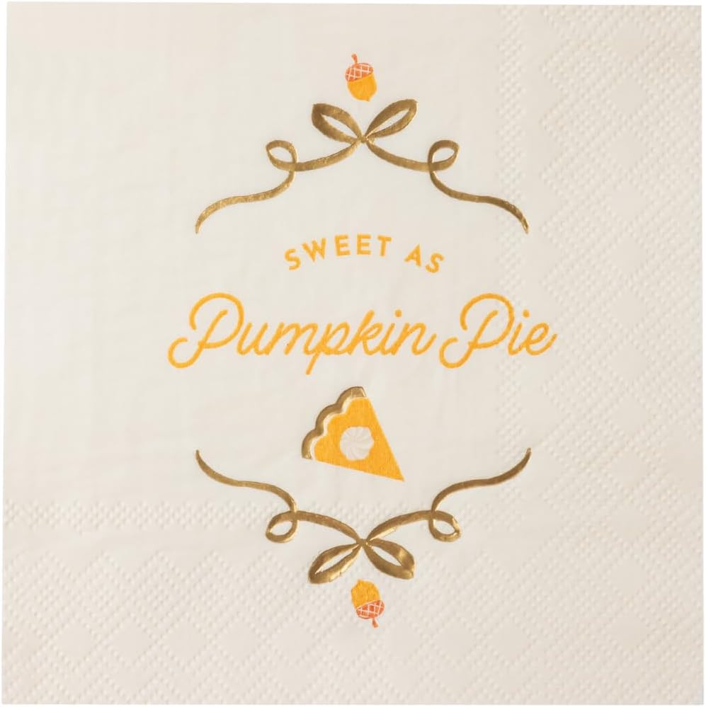 Bonjour Fête Sweet as Pumpkin Pie Cocktail Napkins, Pack of 20, 5" | Amazon (US)