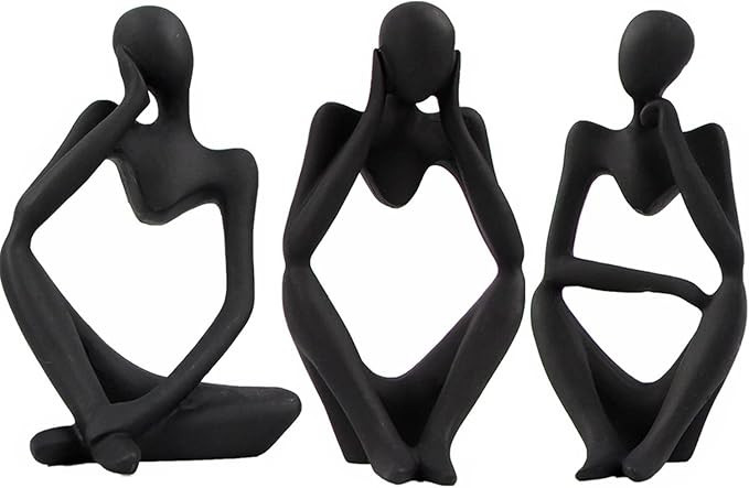 fumisee 3Pcs Abstract Thinker Statue Set Mini Resin Thinker Statue Suit for Modern Home Office Bo... | Amazon (US)