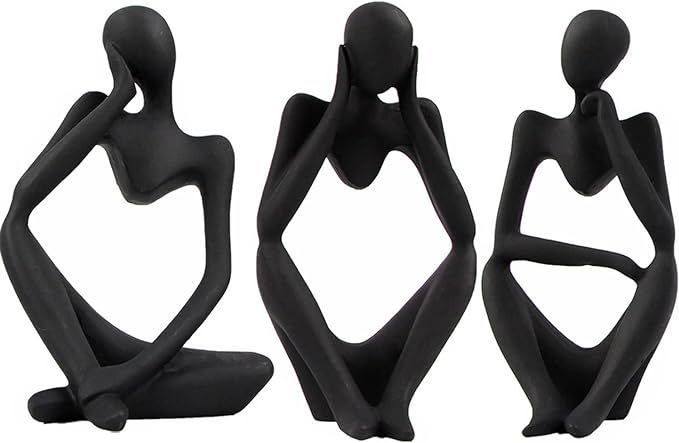 fumisee 3Pcs Abstract Thinker Statue Set Mini Resin Thinker Statue Suit for Modern Home Office Bo... | Amazon (US)