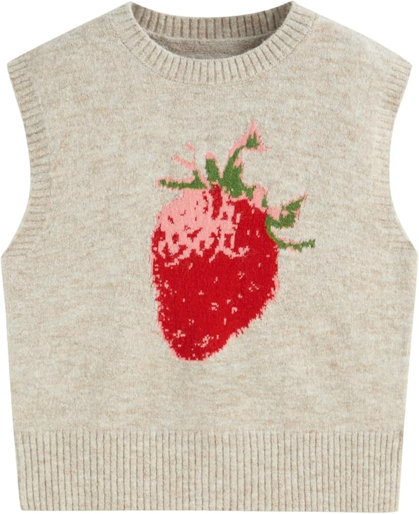 CIDER Women’s Sweater Vest Knit Sleeveless Pear Cute Graphic Sweater Vest Tank Top Fall Outfits | Amazon (US)