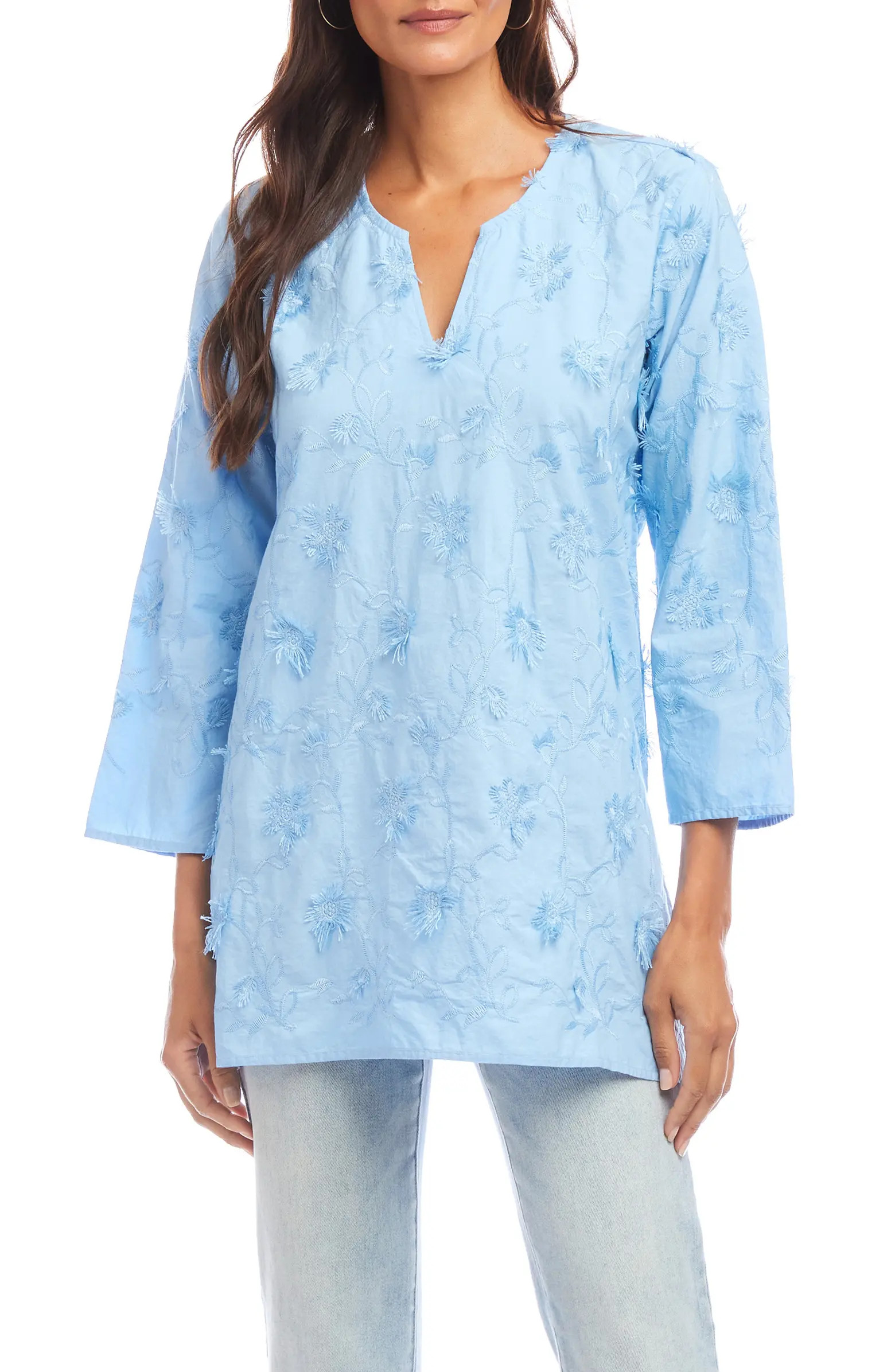 Floral Embroidered Cotton Tunic Top | Nordstrom