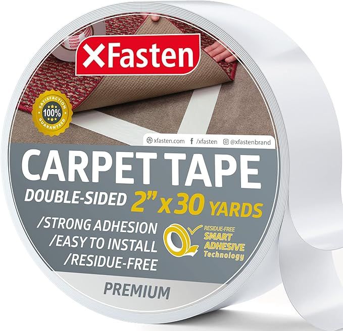 XFasten Double Sided Carpet Tape for Area Rugs, Residue-Free, 2-Inch x 30 Yards; Wood Super Stron... | Amazon (US)