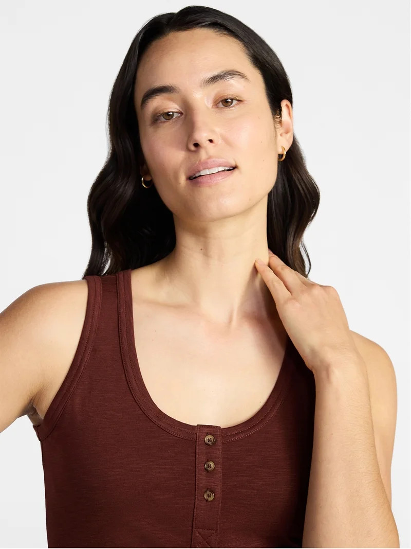 Time and Tru Women\u2019s Slub Henley Tank Top, sizes XS-XXXL | Walmart (US)