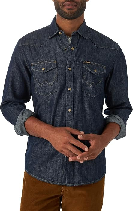 Wrangler Men's Iconic Regular Fit Snap Shirt | Amazon (US)