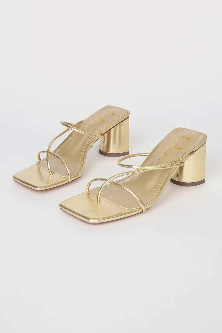 Jocelynn Gold Strappy High Heel Sandals | Lulus (US)