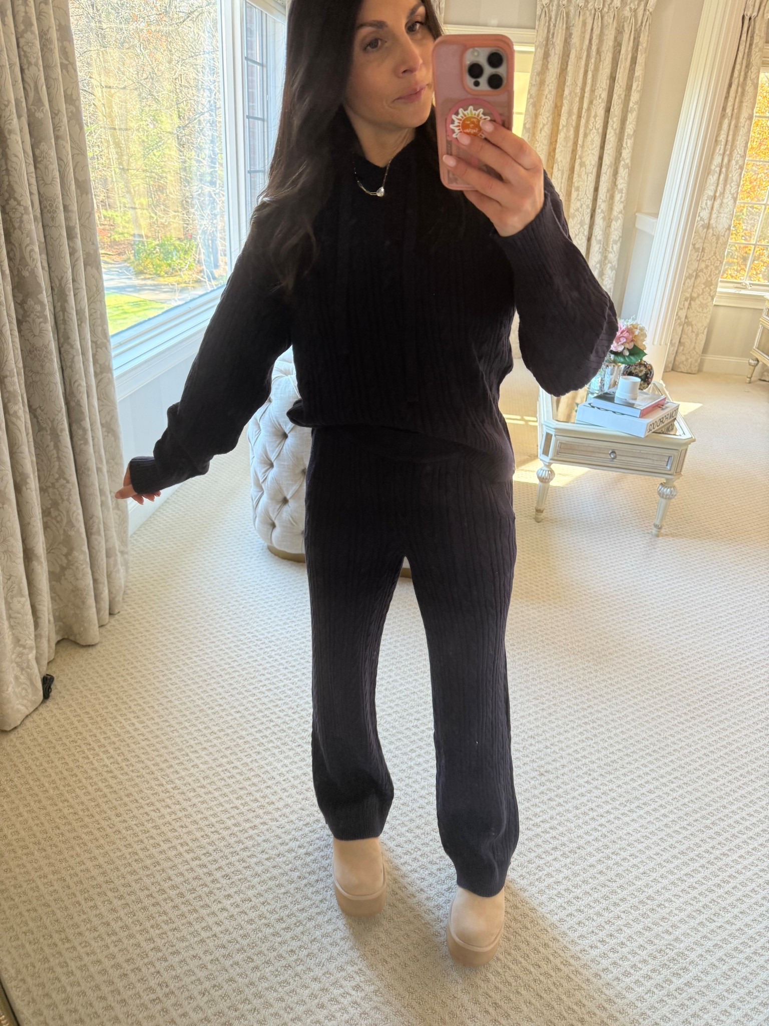 This Walmart set is giving quiet luxury without the price tag. The cable knit, the fit, the comfort… obsessed. Paired it with my favorite platform slippers for the easiest, comfiest school-drop-off / errands / cozy-at-home look. 🤍



#WalmartFashion #WalmartFinds #CozyStyle #QuietLuxury #LTKUnder50 #LTKFall #LTKstyletip #momstyle #everydaystyle #affordablefashion #LTKHoliday