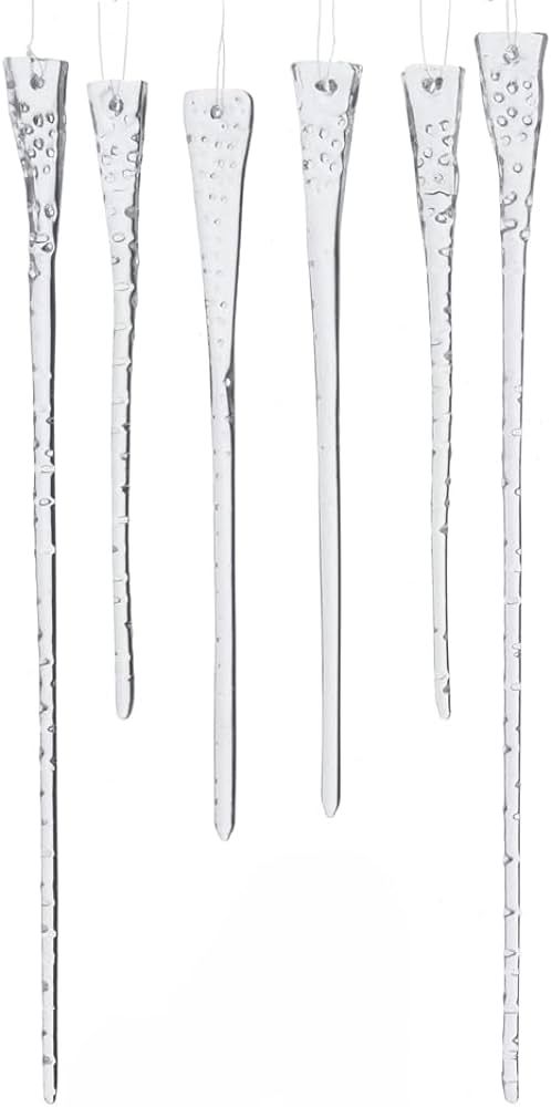 Kurt S. Adler 11-Inch Glass Handmade, 6 Piece Set Ornaments, Icicles Clear, 6 Count for Christmas | Amazon (US)
