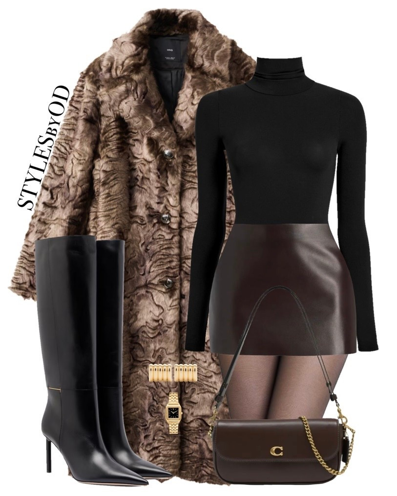 chic & trendy winter outfit using black and brown colour palette🐻🖤

#winterwardrobe #timelessstyle #elegant #chic #fauxfurcoat 
Black turtleneck Longsleeve top, black leather knee high boots, textured long brown faux fur coat, winter capsule wardrobe essentials

#LTKSaleAlert #LTKootd #LTKSeasonal
