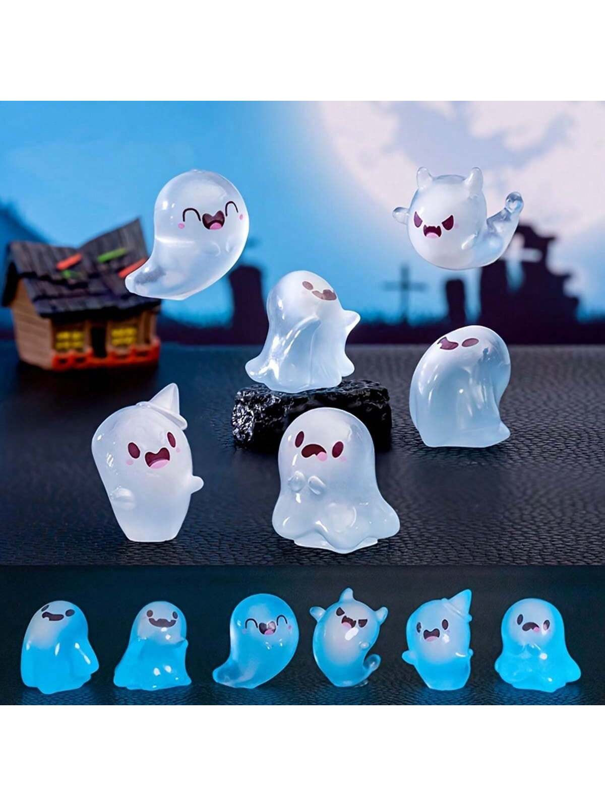 6pcs Luminous Ghost Ornaments - Decorative Resin Micro Landscape Figurines For Fish Tank Decorati... | SHEIN