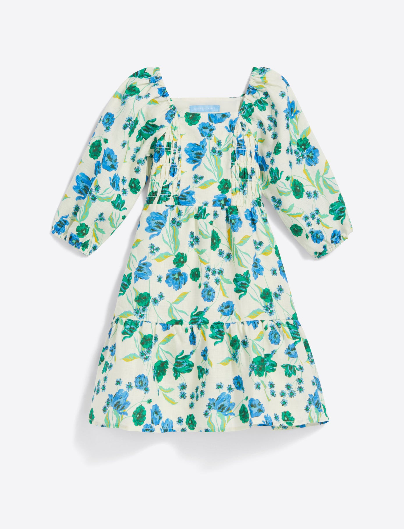 Girls Smocked Long Sleeve Dress in Linen | Draper James (US)