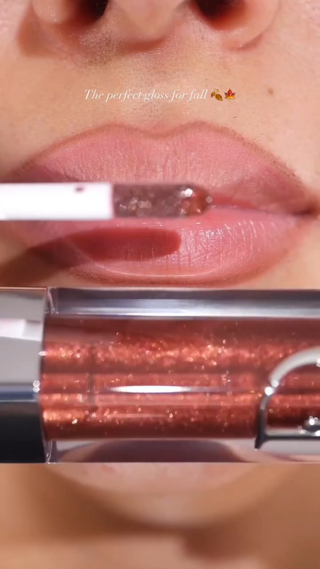 The new @diorbeauty Dior Addict Lip Maximizer in Sunlit Amber 😍✨ The perfect glossy shade for fall 🍂🍁 #falllipcolor #falllipgloss #diorlipgloss #shimmerlipgloss