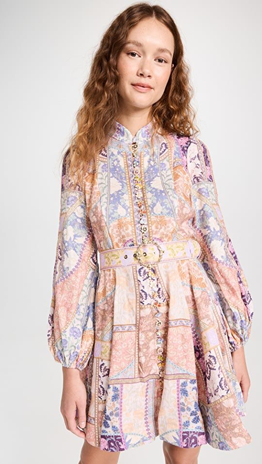 Zimmermann Kaleidoscope Buttoned Mini Dress | SHOPBOP | Shopbop