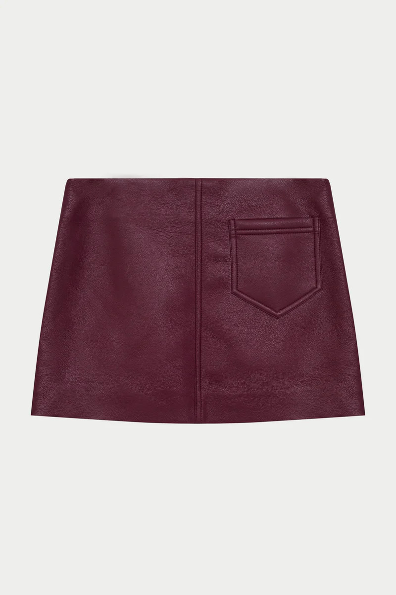 FAUX LEATHER MINI SKIRT - BURGUNDY | The Couture Club