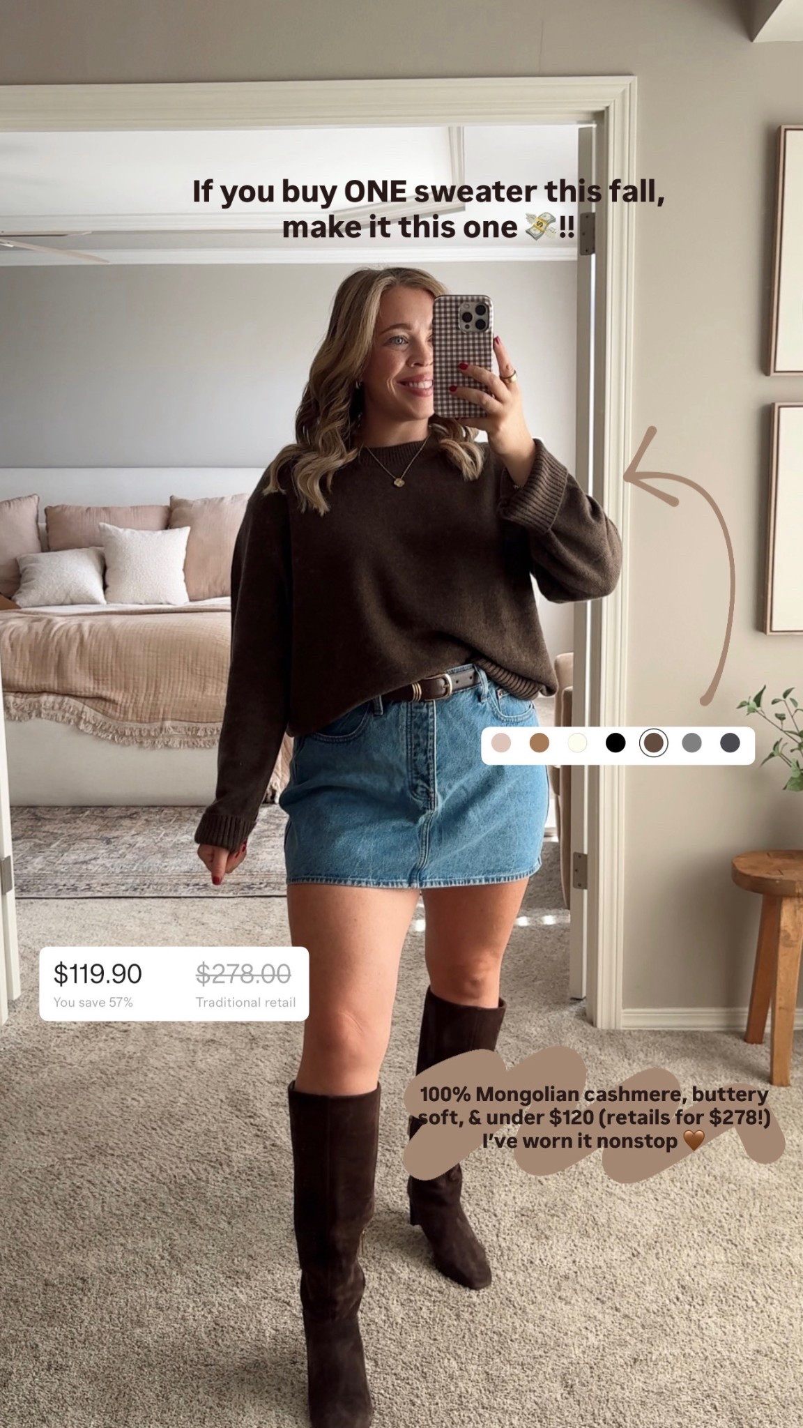 Midsize Chocolate Brown Fall Outfit 🤎🍂 This is about to be my new favorite sweater. Wearing a size large! Runs TTS

#quincepartner @onequince

#LTKMidsize #LTKSeasonal #LTKStyleTip