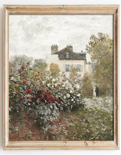 Kizbok Vintage Wall Art Decor, Farmhouse Wall Decor Rustic Spring Rose Garden Canvas Prints Vintage Landscape Oil Painting Cottage Art Pictures for Bedroom Bathroom Home (8" x 10"-UNFRAMED) | Amazon (US)