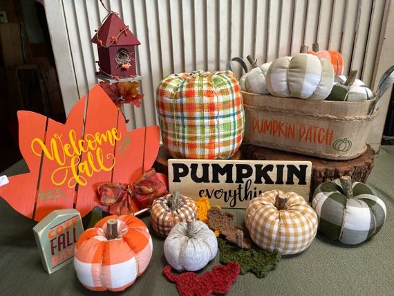 Fabric pumpkins plaid pumpkins fall pumpkins pumpkins | Etsy | Etsy (US)