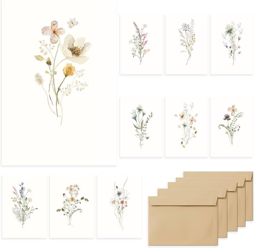 Blank Cards,Blank Greeting Cards 4x6,40Pack -Elegant Floral Design Blank Greeting Cards,Note Card... | Amazon (US)