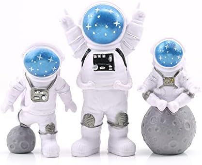 3pcs Astronaut Desktop Ornaments Resin Spaceman Figure Toy Cake Topper Tabletop Ornament for Kids... | Amazon (US)