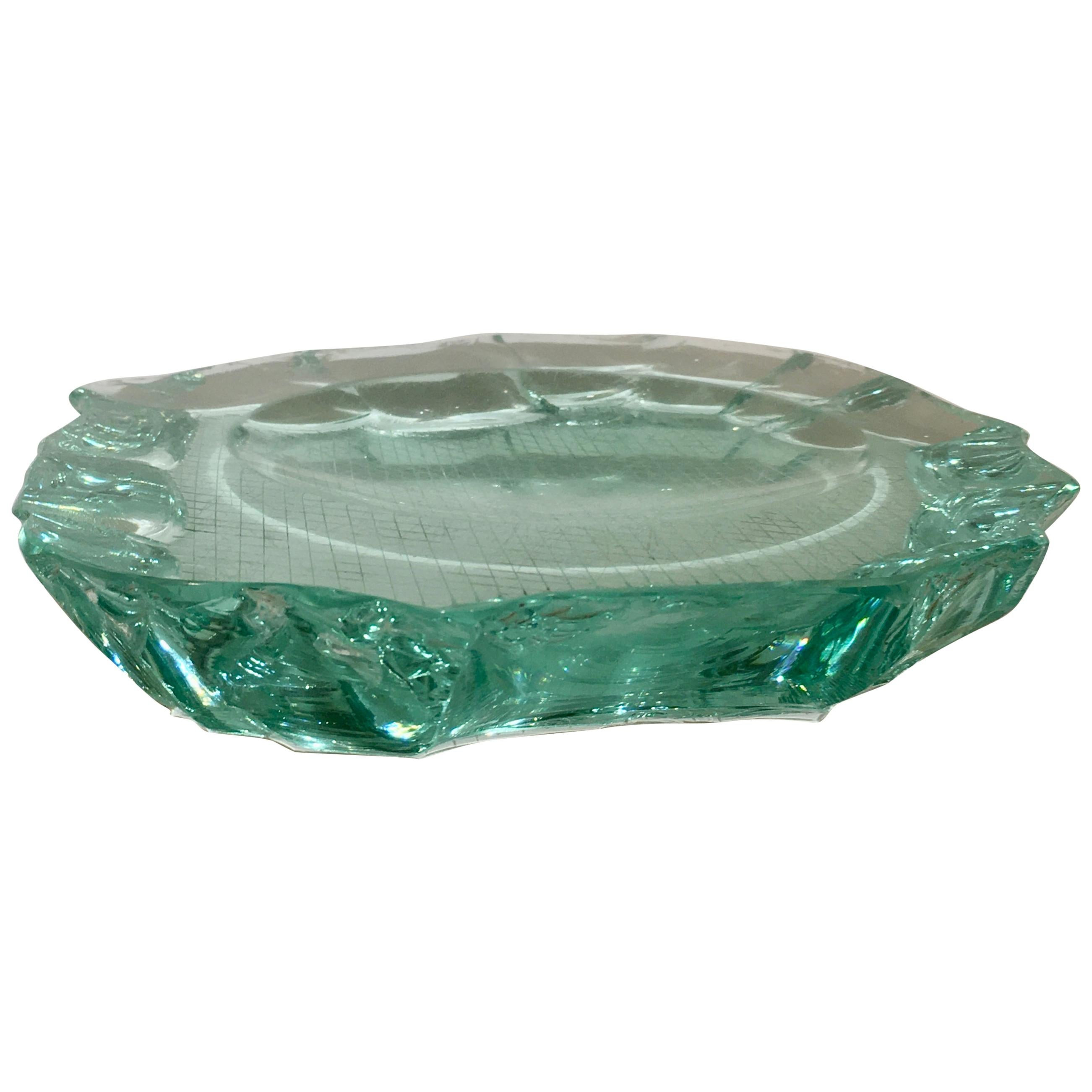 'Scalpellato' Glass Dish by Pietro Chiesa for Fontana Arte, Italy, circa 1935 | 1stDibs