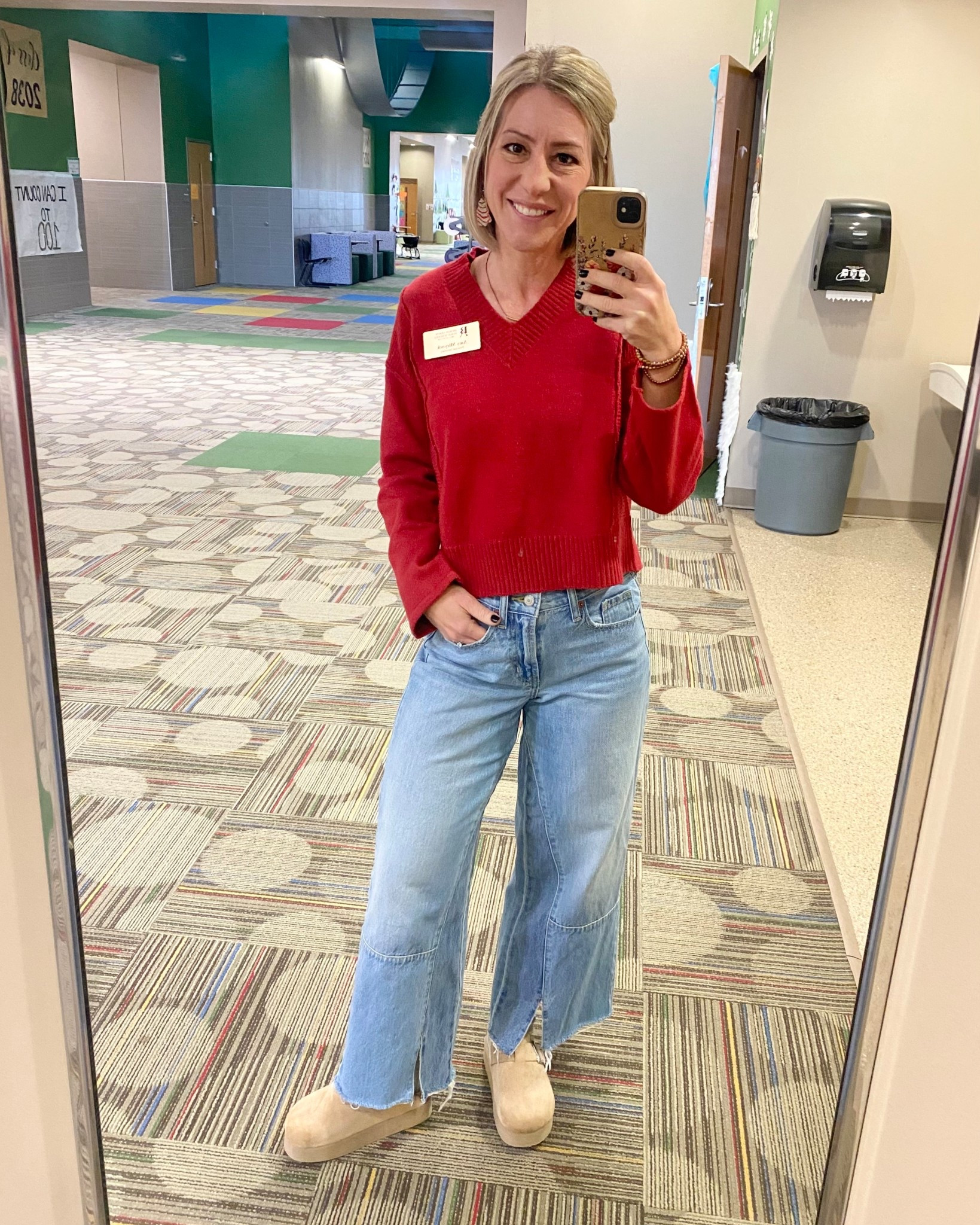 ‘‘Tis the season for red sweaters and staff Christmas parties! Ours was this evening and we had a great time! This photo doesn’t do the sweater justice! It has a bit of a wide sleeve, cute stitching details, and a tiny bit of sparkle! ✨❤️✨
