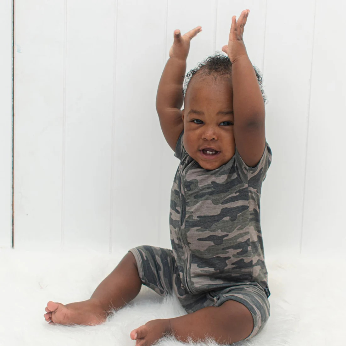 SHORTIE ZIP ROMPER - Chris Camo | millie + roo